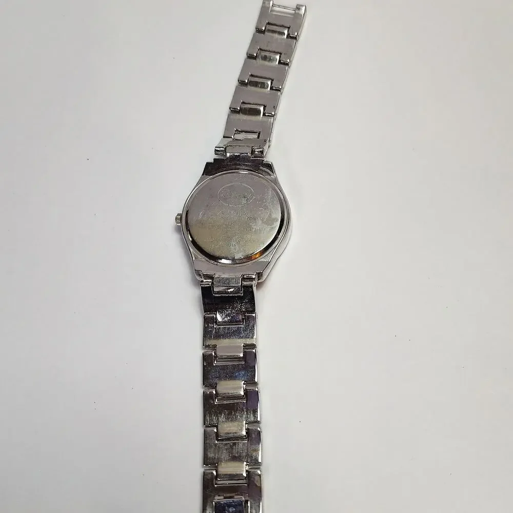 Disney Mickey Mouse Rhinestone Bezel Watch Silver Tone Bracelet